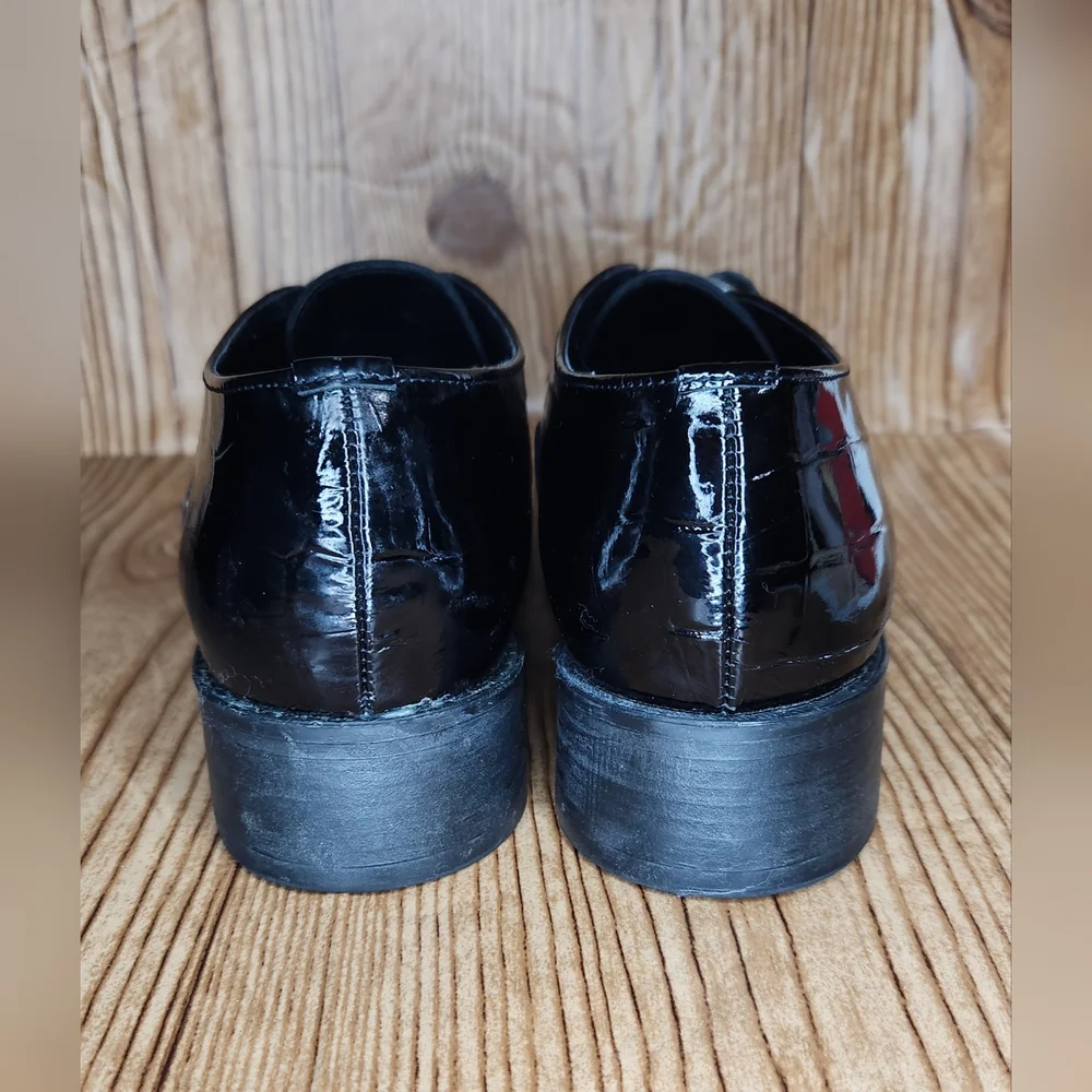 Brighton Patent Shine Black and Green Buckle Loafer Size‎ 6